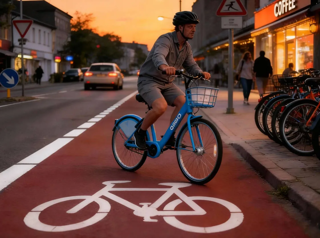 Designated non-motorized bicycle lane for e-bikes in a Chinese city