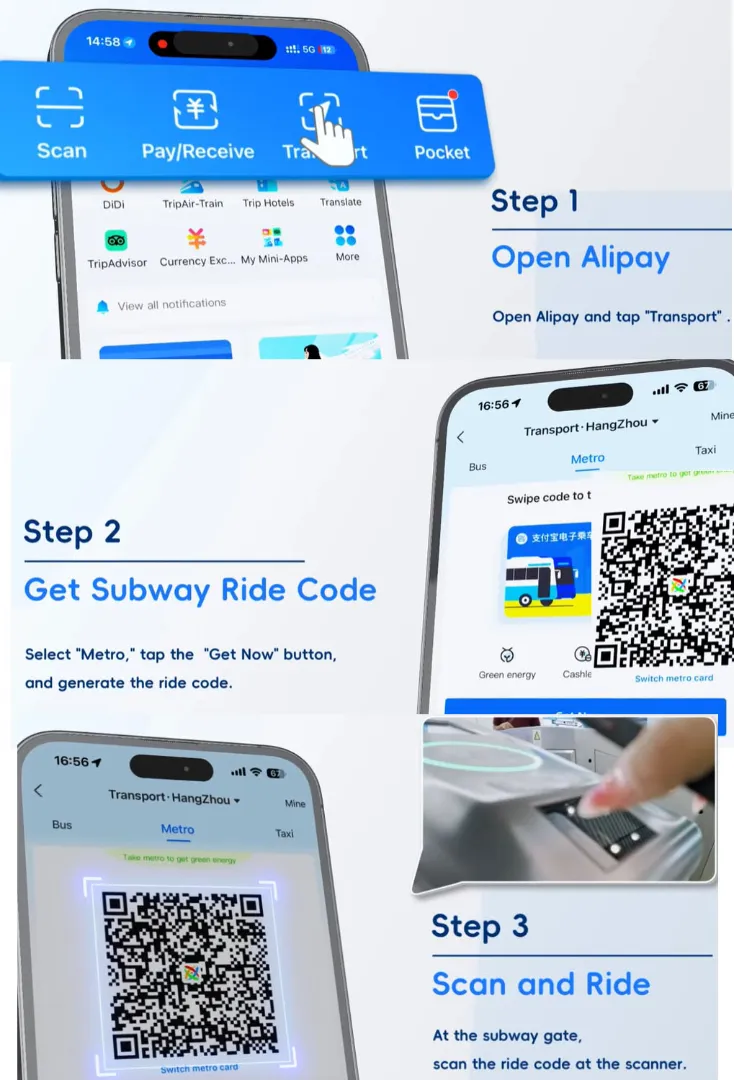 Using Alipay mobile payment QR code for Chengdu Metro foreigner guide