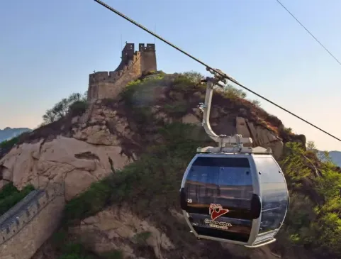 Taking the cable car up to the Badaling Great Wall entrance