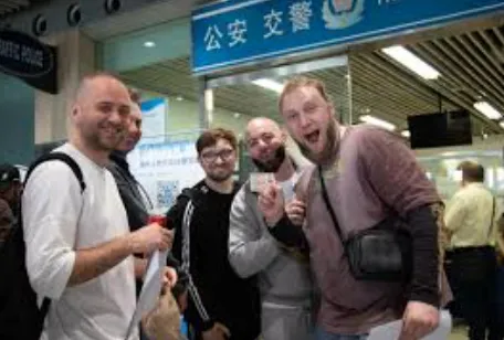 Traffic police service counter for foreigner driving permits at a Chinese airport