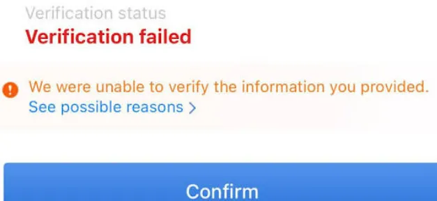 12306 app showing the passport verification failed error for a foreign traveler