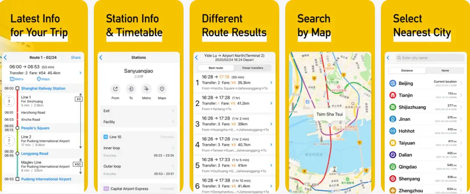 MetroMan app displaying accurate first and last train schedules for foreign travelers